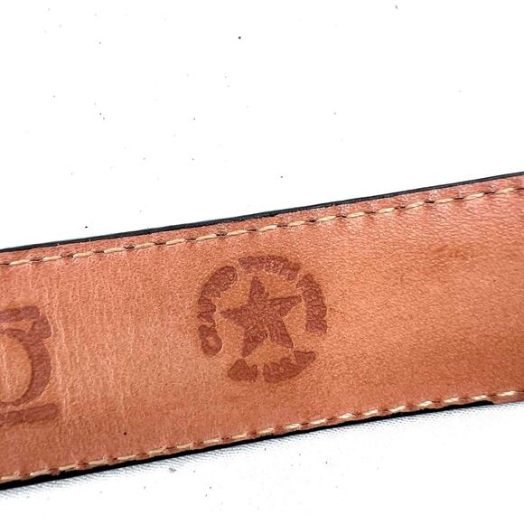 Lands' End Black Leather Belt With Brass Buckle Mens Size 34 - Picture 7 of 7